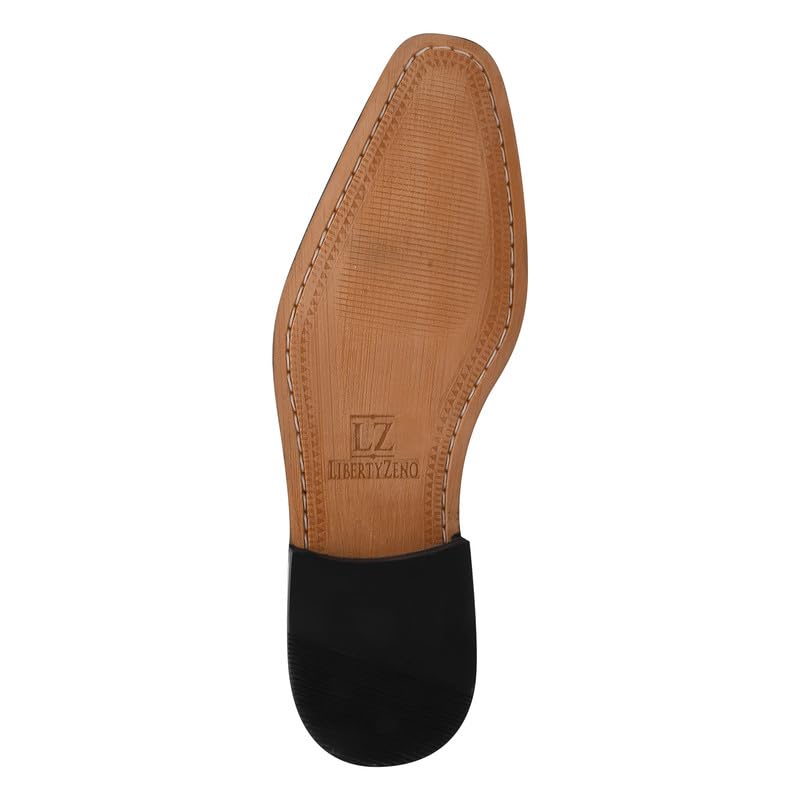 Image of LIBERTYZENO Mens Tread Design & Plain Genuine Leather Lace Up Oxford Dress Shoes for Easter Gift