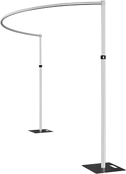 Hecis Pipe and Drape Curved Backdrop Stand, 6-10 Tall x 10 Wide Adjustable Curved Backdrop Kit for Event, Party, Trade Shows and Wedding Decor...