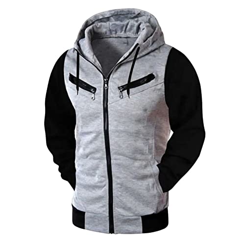 Conjunto De Moletom Calca E Blusa Jaqueta De Frio Com Ziper (BR, Alfa, M, Regular, Regular, CINZA)