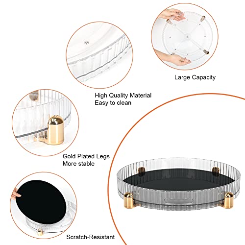 Yql Lazy Susan Turntable, Makeup Perfume Organizer 360 Degree Rotating 11Inch Clear Turntable Organizer For Cabinet With Gold Non-Slip Base #TOP2