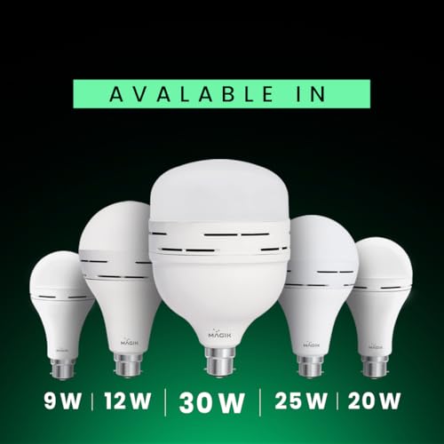 Image of MAGIK Savio 20W LED Rechargeable Emergency Bulb | 6500K Cool White | 4-Hour Backup | B22 Base | Energy Efficient Light for Power Cuts | Pack of 1