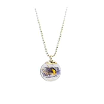 Collana Fiordaliso Con Fiori Naturali - Gioiello Botanico In Acciaio Inox 64cm