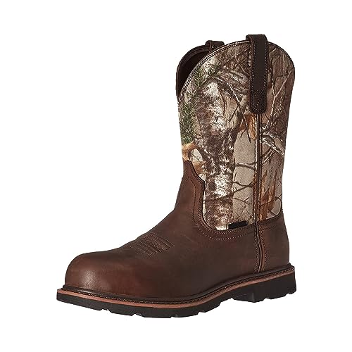 ADMLZQQ Cowboy Boots for Men Round Toe Embroideried Western Boots Traditional Country Boots Durable Work Boots