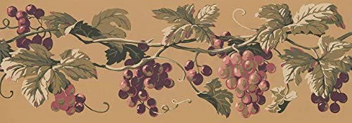Concord Wallcoverings ™ EP7230B Vintage Wallpaper Border Featuring Grapes Vine Crop thumb #1