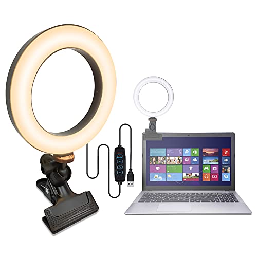 Ringlicht Laptop, POTOK 6.3" Videokonferenz Licht Ring Light mit Stativ und Clip für YouTube Live-Stream Selfie Portrait Volg Schminken