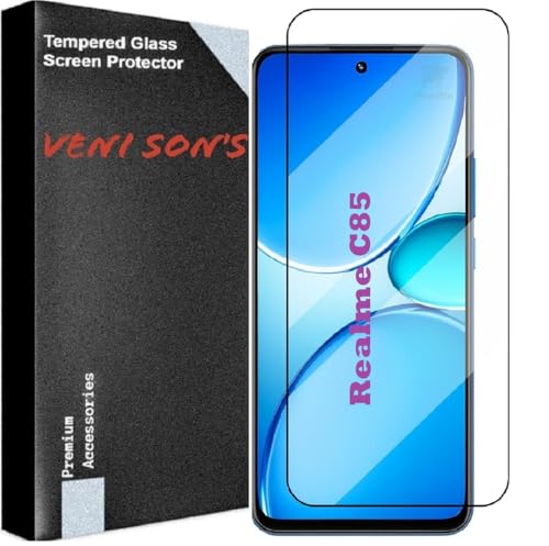 Image of VENI SON'S Scratch And Tear Resistant, Crystal Clear Edge to Edge Tempered Glass Screen Protector Guard Compatible With Realme C85