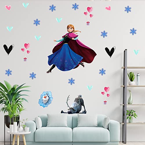 3D Frozen Wall Decals Children's Bedroom Princess Wall Stickers Beautiful Self-Adhesive Vinyl Wall Decoration Gift Supplies (15.7 X31.4 In) #TOP3