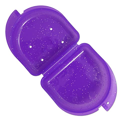 2 x Gaumenschutz-Box - Mundschutz-Box für Zahnspangen, Sportzahngeräte, Zahnersatz & mehr (Glitter Pink & Glitter Lila)