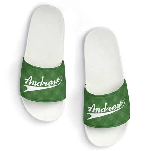 Custom Sports Slides Personalized Slippers - Baseball Sandals Quick Drying Softball Slippers Indoor Outdoor,Gifts for Men Youth Boy (White,Style 28)