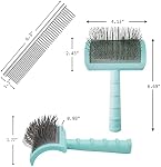 Large Slicker Brush & Green-comb Value Kit, Extra Long Pin Dog Grooming Brush for Curly Hair Goldendoodles, Removes Long and Loose Hair & Undercoat
