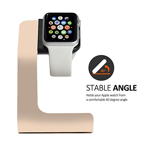 Tranesca Charger Stand Holder Dock Compatible With Apple Watch Series 8/7/6/5/4/3/2/1 And Se (38Mm / 40Mm / 41Mm / 42Mm / 44Mm / 45Mm) - Gold - Must Have Watch Accessories #TOP1