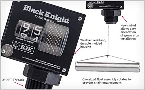 BJE 007600 Black Knight 99" Liquid Level Gauge with Horizontal Float and 2" NPTF Tank Fitting