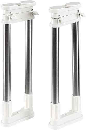 Miniatura 8 de Hershii Paquete de 2 barras de tensión expandibles para armario, estante de metal ajustable, organizador de gabinete, separador de bricolaje para