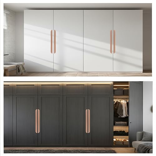 Image of VEZEL Aluminium Wardrobe Handle - Modern Cabinet Pull for Wardrobe, Drawer & Furniture, PVD Rose Gold, 600mm - Pack of 2-| 3 Years Warranty |