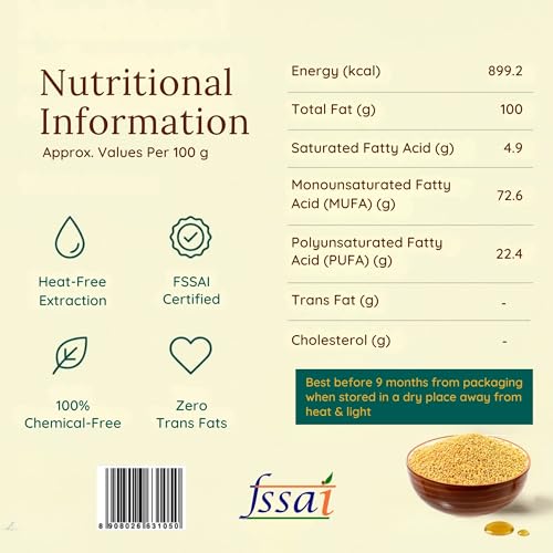 Image of SatRas Wood Pressed Yellow Mustard Oil 1 Ltr | Cold Pressed Kachi Ghani Sarso Oil | Wooden Kolhu Extracted Sarson Tel | Rich in Omega 3, 6 & Vitamin E, Unrefined, Chemical Free, Pure Indian Edible Oil