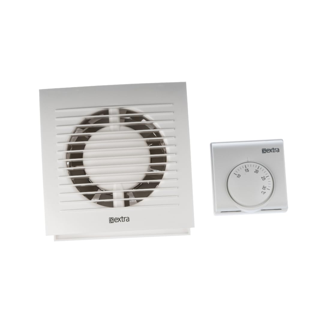 Europlast Ø 125 mm Intercambiador de calor con termostato – Kit de distribución de calor de pared – Plástico blanco