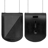SITHON Police Badge Holder, Universal Badge Holder with Clear ID Window, Inside Card Slot and Stainless Bead Chain Necklace, Hook and Loop Closure Badge Holster for Law Enforcement Officer (Rectangle)