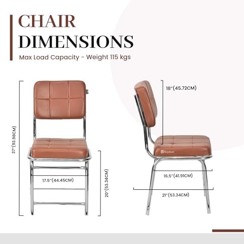 Image of Office Chair Reception Waiting Area Home Study Visitor Without Arm Heavy Duty with Steel Frame and Cushion seat Back, Without Wheels Hold up to 140 kg (3, Tan, Heavy 3)