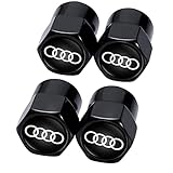 Tire Valve Stem Cap Cover for Audi S3 A3 RS3 A4 A5 A6 A7 RS7 A8 Q3 Q5 Q7 R8 Belt O-Ring Seal Corrosion Resistant tire Valve caps, 4 Pack, Black