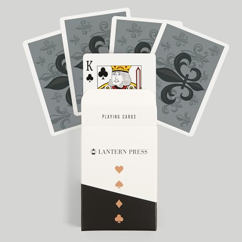 Baraja de 52 cartas Fleur de Lis patrón gris poker miniatura 6