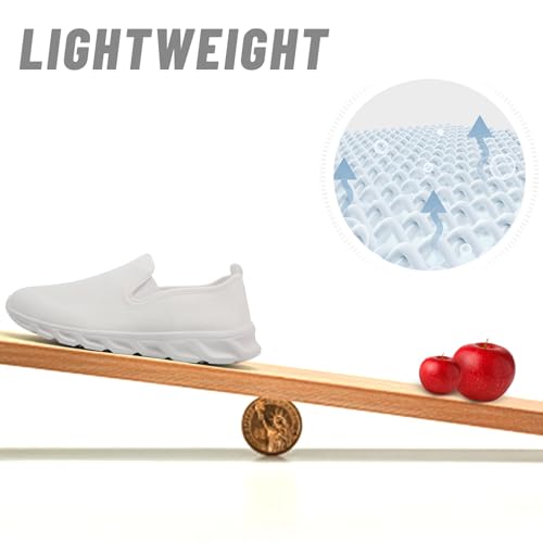 Image of Tennis Shoes Women Running Walking Gym Slip on Sneakers Workout Athletic Breathable Fashion Sport Casual Shoe White Size 8.5