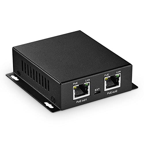 MokerLink 3-portowy przełącznik Gigabit PoE Passthrough, IEEE 802.3af/at PoE Repeater, 100/1000 Mbps, 1 PoE in 2 PoE Out, montaż ścienny, przedłużacz PoE / wtryskiwacz / przedłużacz sieciowy TRZY w