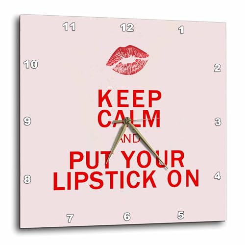 3dRose DPP_214536_1 Keep Calm and Put Your Lipstick on Wall Clock, 10 x 10