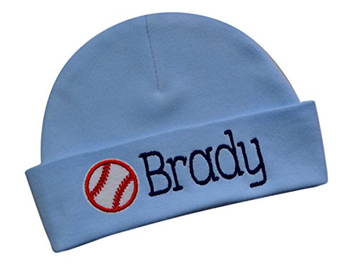 Funny Girl Designs Embroidered Baby Boy Hat Personalized Keepsake Custom Infant Hat With Baseball (Blue Hat) #TOP8
