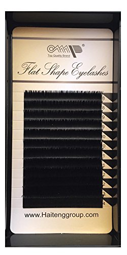 Individual Flat Shaped Silk Eyelash Extensions Semi Permanent Makeup C2.0/8-18mm /12rows/tray (8mm-14mm mix)