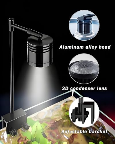 Aquarium LED Light, 5W Clip-on Fish Tank Lamp, 3 Colors, 7.7 Inch Fixed Arm, USB 5V Downlight - Image 3