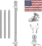 American flag with pole,Flag poles kit for 3 x 5 Flags Holder,Including 100% Polyester Flags, 6 FT...