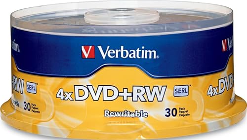 Image of Verbatim DVD+RW 4.7GB 120Min Up to 4X Blank Discs Rewritable Up to 1000 Times - 30pk Spindle
