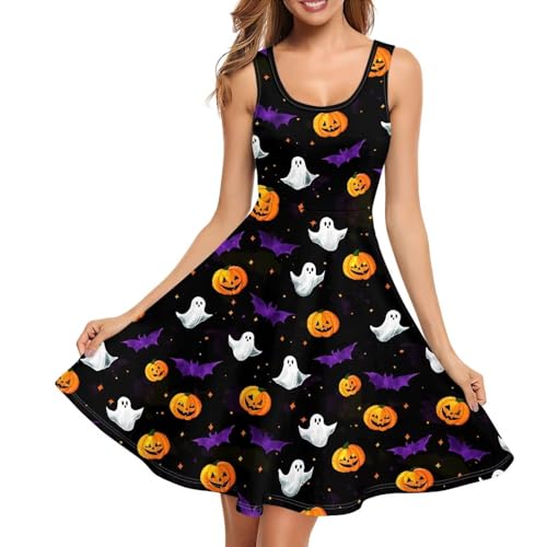 Image of Women Stylish Tank Dresses Sleeveless Round Neck Midi Casual Dress with Pocket for Summer