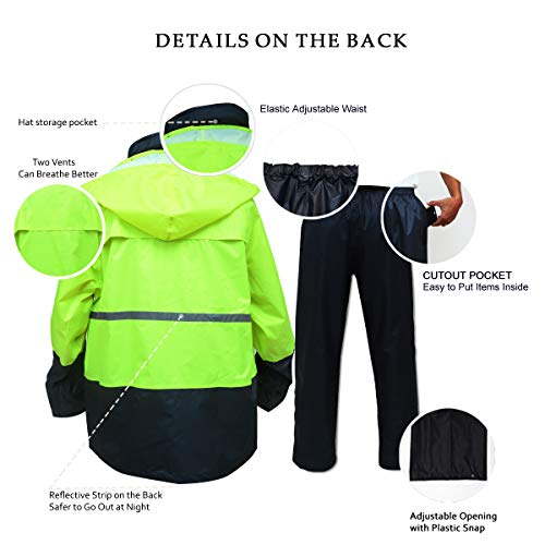 Rain Suit for Men Women Lightweight Waterproof Protective Raincoats (Jackets and Pants) Rain Gear Workwear(Large)