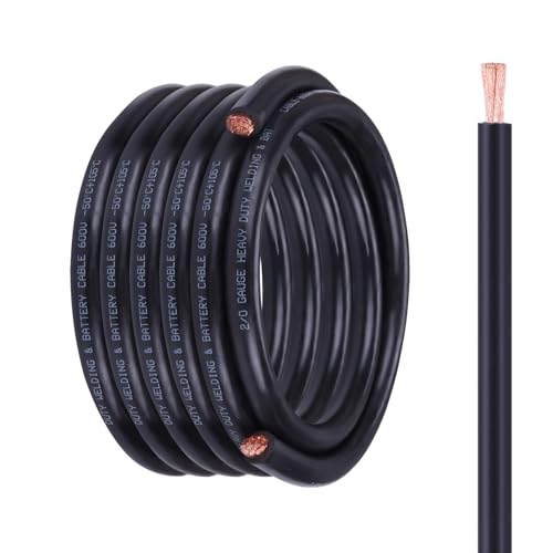 Image of 2 /0 Battery Cable 30FT Black, 2 /0 Welding Cable for Automotive, Marine and Solar
