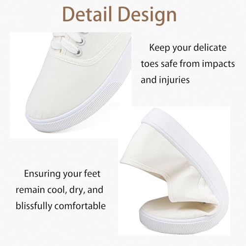 Womens White Canvas Sneakers Lightweight Lace Up Fashion Comfortable Canvas Shoes Low Top Slip On Casual Tennis Walking Shoes Women Footwear2