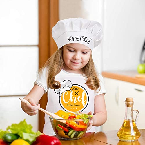 Image of Little Chef Polycotton White Chef Apron and Cap Costume for Babies /Kids Photoshoot, Cooking, Art & Craft, Fun Activities Etc.