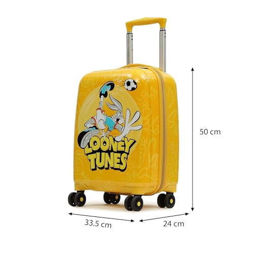 Image of YAYAVAR Looney Tunes Kids Trolley Suitcase - 45L | Hard-Sided Printed Cabin Luggage with 8 Wheels,Scratch Resistant, Lightweight Travel Bag (50cm)