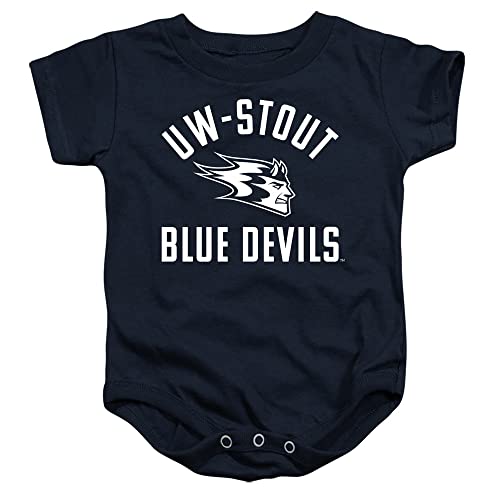 University of Wisconsin-Stout Official One Color Logo Unisex Infant Snap Suit for Baby,Navy, 12 Months