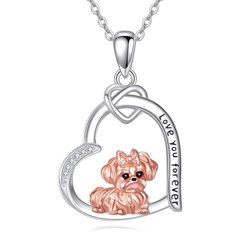 Dog Necklace 925 Sterling Silver Heart French Bulldog/Boston Terrier/Corgi/Dachshund/Yorkie Pendant Necklaces Dog Jewelry Gifts for Women