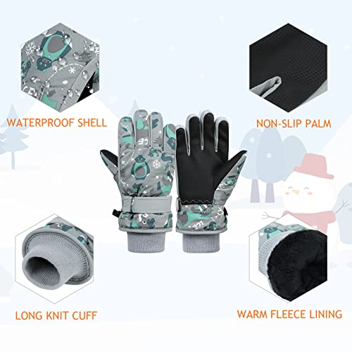 Winter Gloves For Kids Waterproof Boys Girls Snow Ski Gloves Toddler Snowboarding Gloves Windproof Pink S #TOP4