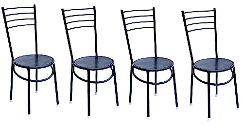Image of Goyal steel & furniture Ergonomic Comfortable Visitor /Study /Stool /Executive /Office /Student /Back Support /Computer /Work from Home Study Chair Made of Iron Pipe, Without arm Chair (4, Black, Standard)