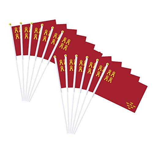 Durabol 12PCS Bandera de Mano de Murcia Comunidades autónomas de España (20X30CM) (Murcia)