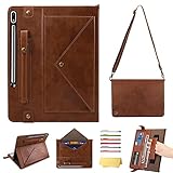 UUcovers 12.4 inch Handbag Case for Samsung Galaxy Tab S8 Plus 2022/S7 FE 2021/Tab S7 Plus 2020 (SM-X800/T730/T970) with S Pen Holder/Shoulder Strap/Hand Strap [Auto Wake/Sleep] Stand Cover, Coffee