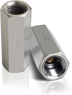 Joywayus Air Check Valve G1/4" Female Threaded Full Ports One Way Silver Water Brass Non Return Check Valve (Pack of 2)