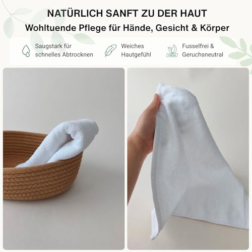 Ecoliko® Gästetücher 35×35 cm aus 100% Baumwolle, 6er Set - 570 GSM Premium Frottee - Kleine Handtücher für Gäste-WC & Bad - Weich & Saugstark - Weiß