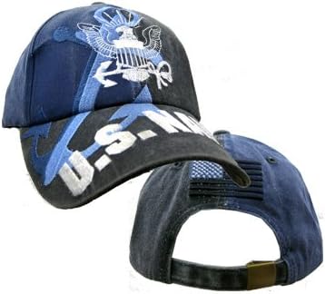 Navy Anchor Washed Black Ball Cap