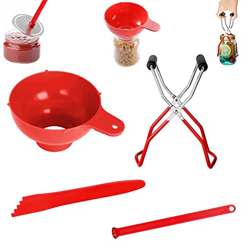 ASHYYDS779 L'ensemble D'outils de Mise en Conserve 4 Pièces Verre Lève-Bocal Pinces de Levage Bocal avec Poignées en Caoutchouc Mise en Conserve Kit pour Conserves, Bocal en Verre et Pot de Gelée Cover