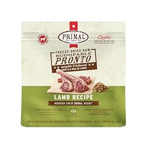 Primal Freeze Dried Dog Food Pronto Mini Nuggets Lamb Scoop Serve Complete Balanced Meal Also Use as Topper or Treat Premium Healthy Grain Free High Protein Raw Dog Food 16 oz
