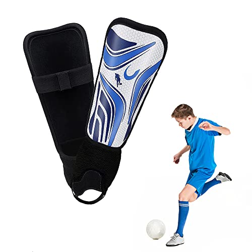NAVESO Schienbeinschoner Kinder, Schienbeinschoner fußball Herren mit schützender Hartschale, Fußball Schienbeinschoner Mit Knöchelschutz, Kind Fußball Shin Pads für Kids Jugend Erwachsene, Blau